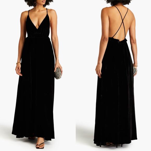 Ulla Johnson Lavinia Gown Black Velvet Open Back Black Tie Formal Party Size 00 - Picture 14 of 16